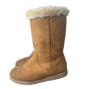 CAT & JACK cognac brown fur boot // Girls 4